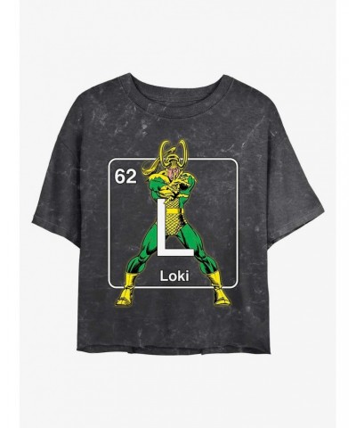 Marvel Loki Periodic Loki Mineral Wash Crop Girls T-Shirt $13.87 T-Shirts