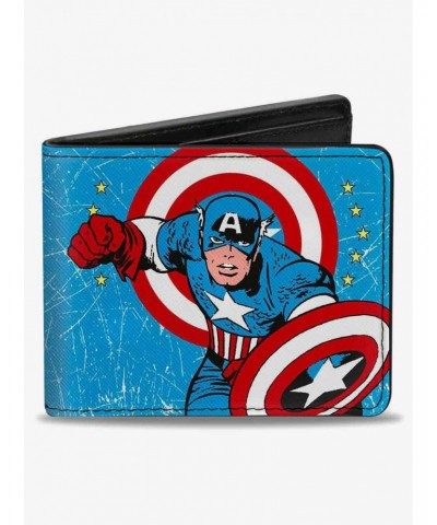 Marvel Captain America Action Pose Captain America Weathered Bifold Wallet $6.90 Wallets