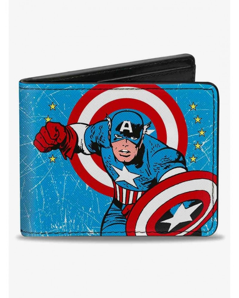 Marvel Captain America Action Pose Captain America Weathered Bifold Wallet $6.90 Wallets