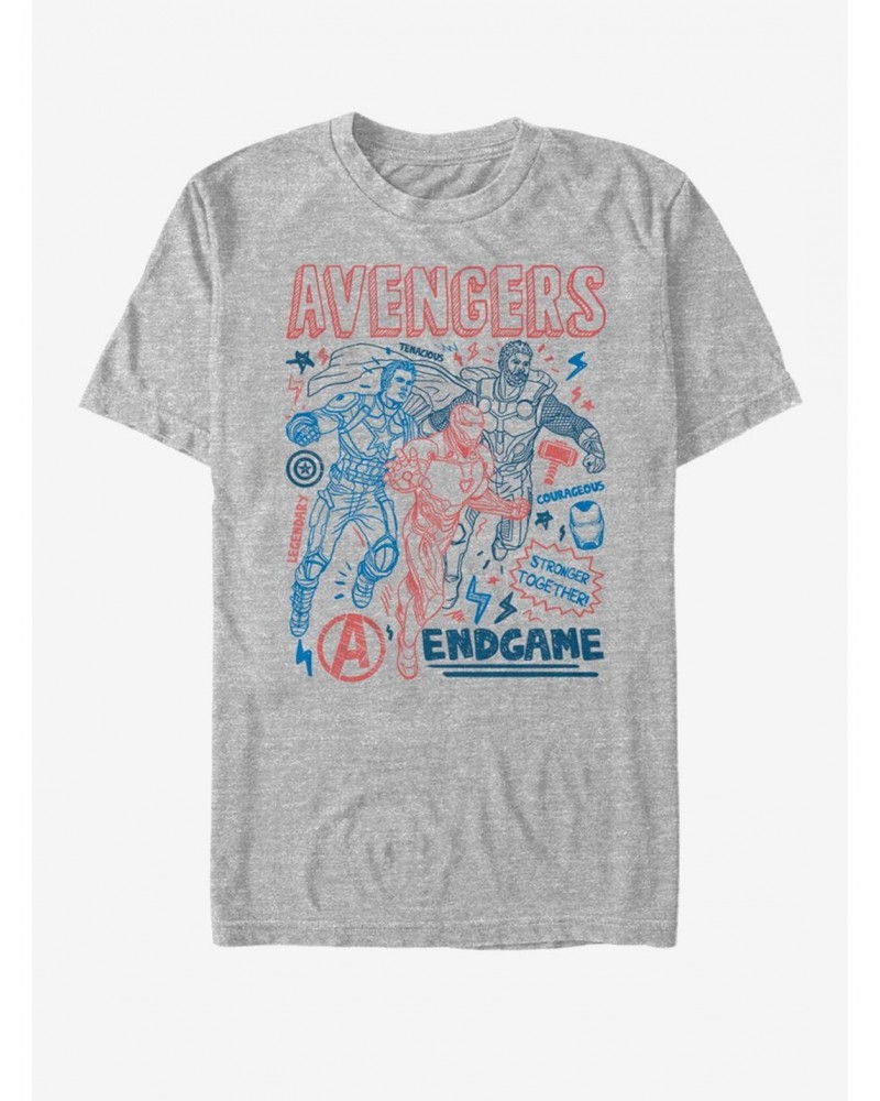 Marvel Avengers: Endgame Earths Mightiest Doodles T-Shirt $9.08 T-Shirts