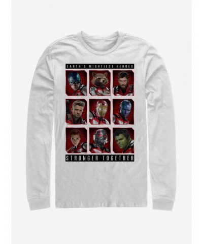 Marvel Avengers: Endgame Mightiest Heroes Stack White Long-Sleeve T-Shirt $12.17 T-Shirts