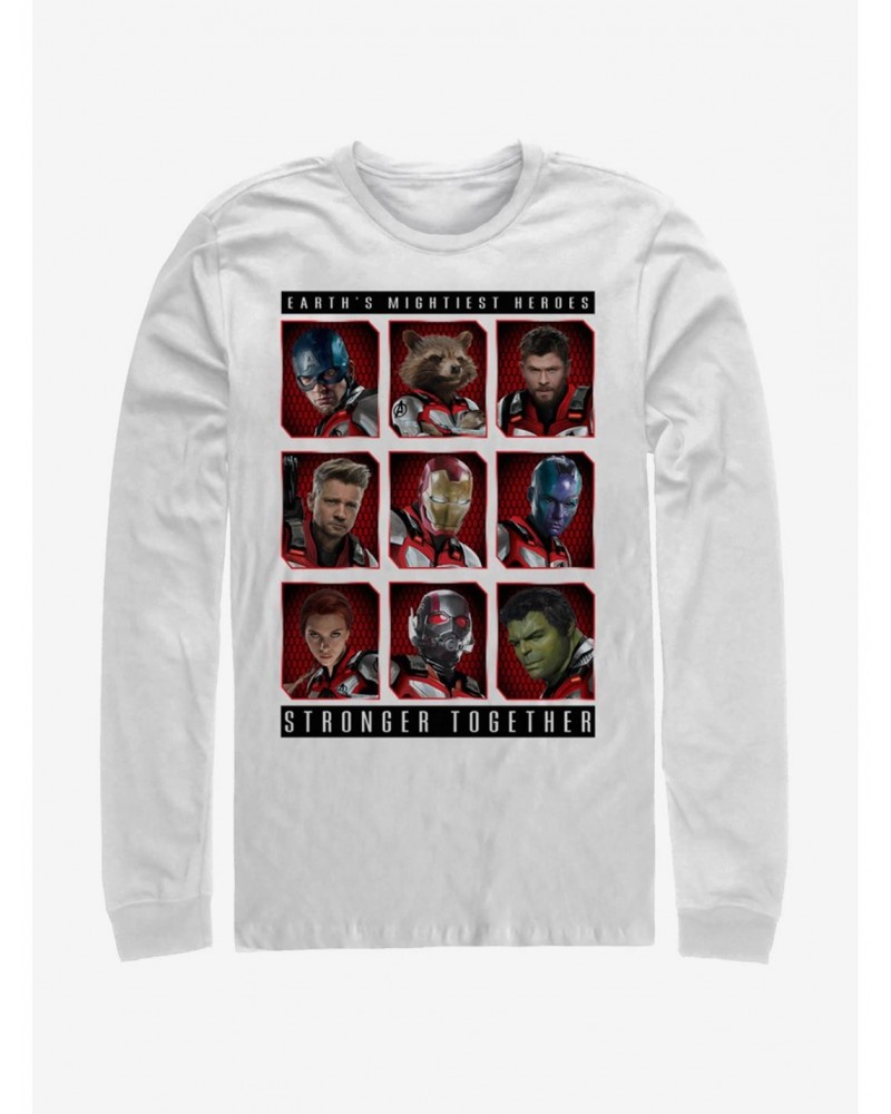 Marvel Avengers: Endgame Mightiest Heroes Stack White Long-Sleeve T-Shirt $12.17 T-Shirts