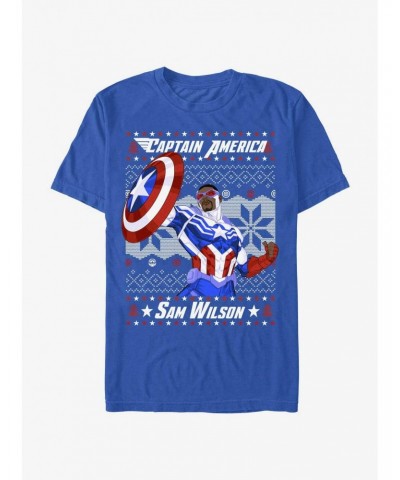Marvel Captain America Sam Wilson Ugly Christmas T-Shirt $9.32 T-Shirts