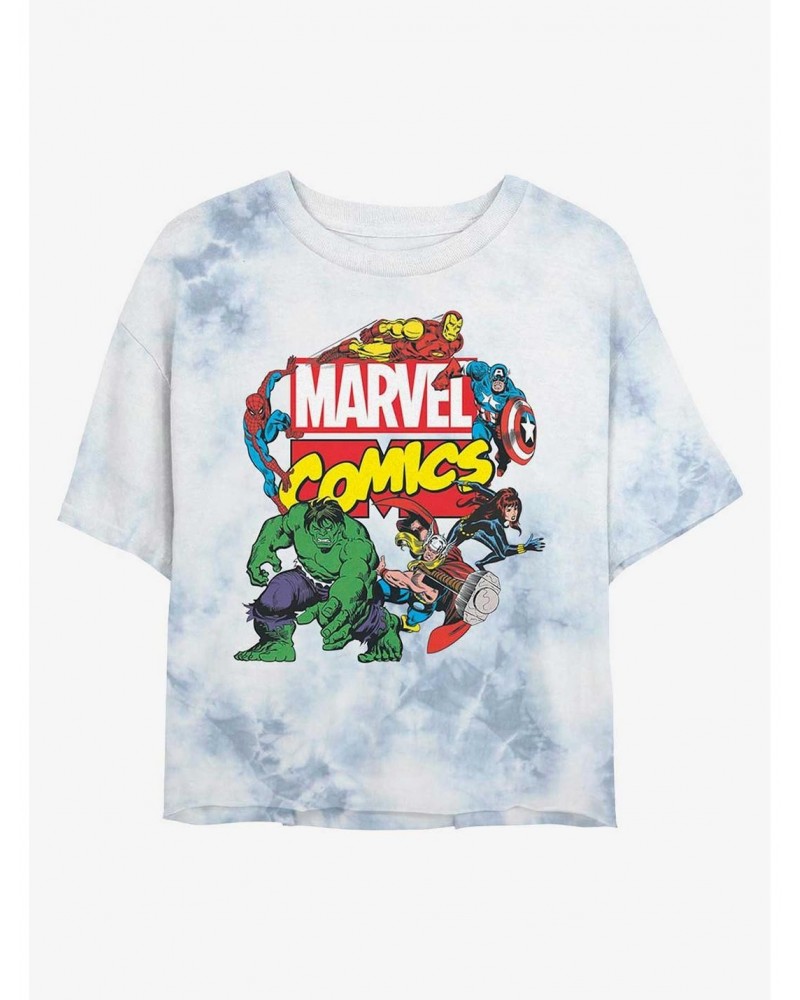 Marvel Avengers Classic Logo Tie-Dye Girls Crop T-Shirt $12.72 T-Shirts