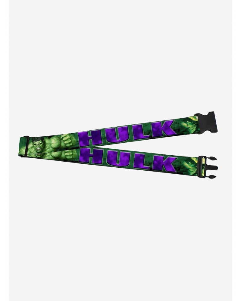 Marvel Hulk Face Close Up Action Pose Greens Purples Luggage Strap $10.24 Luggage Strap